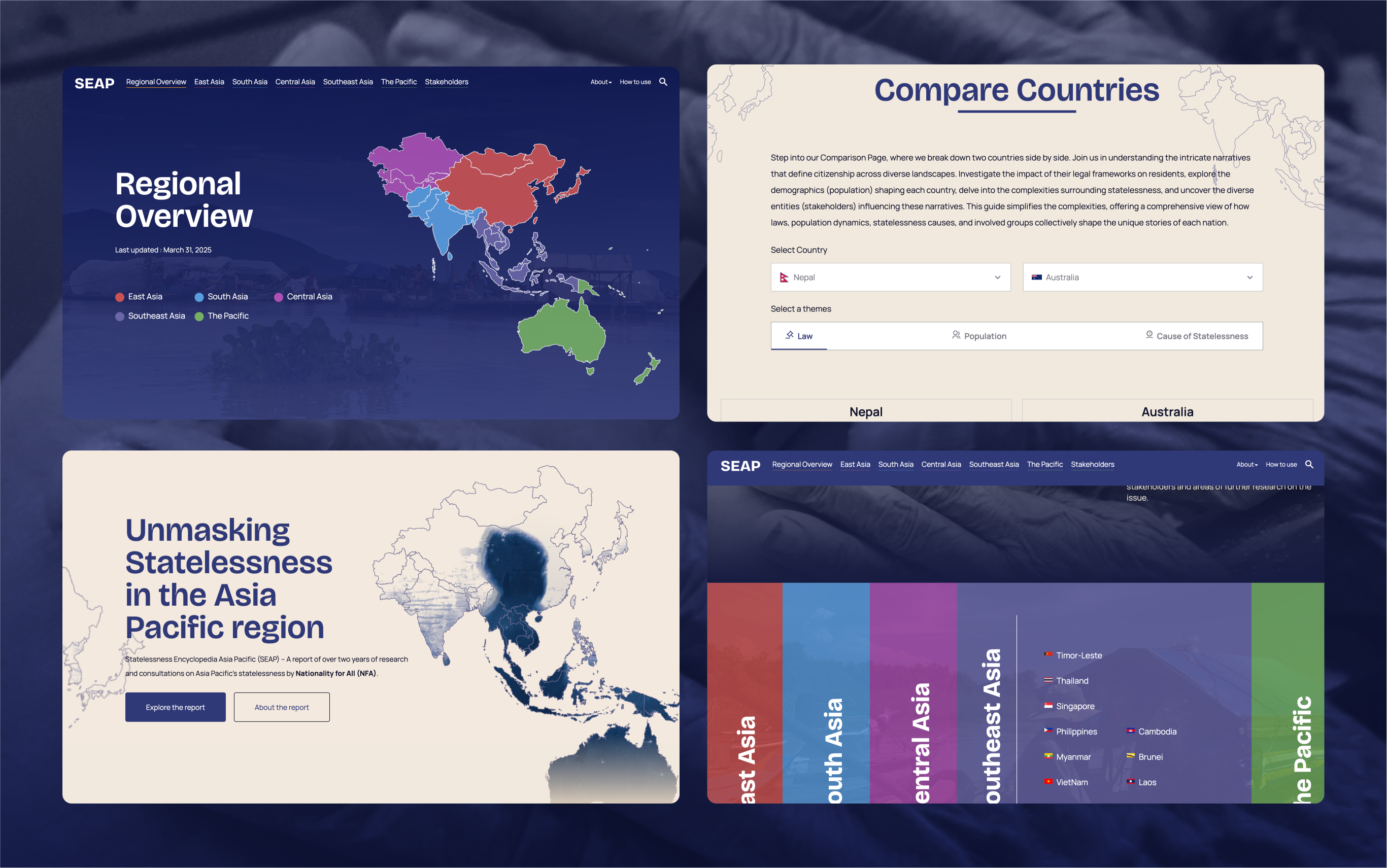 An image showing various screenshots of SEAP's website