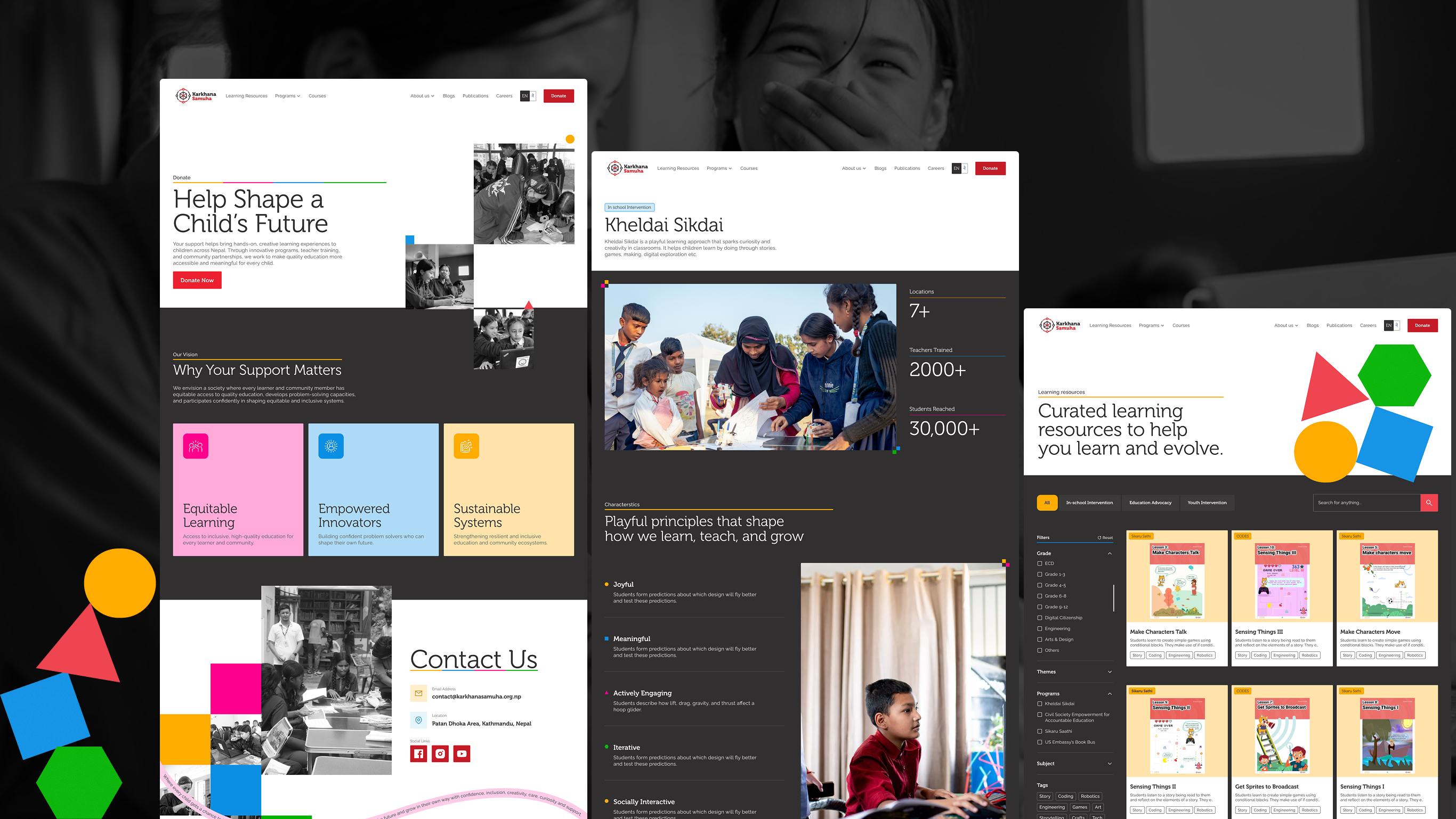 Screenshots of karkhana Smauha website